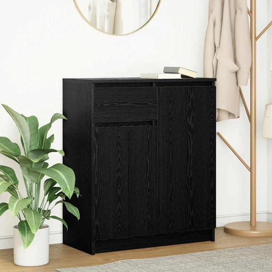 Dressoir met lade 71x35x84 cm spaanplaat zwart eikenkleurig