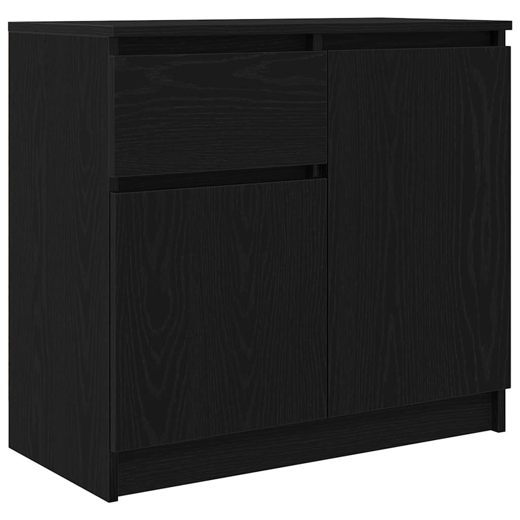 Dressoir met lade 71x35x65 cm spaanplaat zwart eikenkleurig