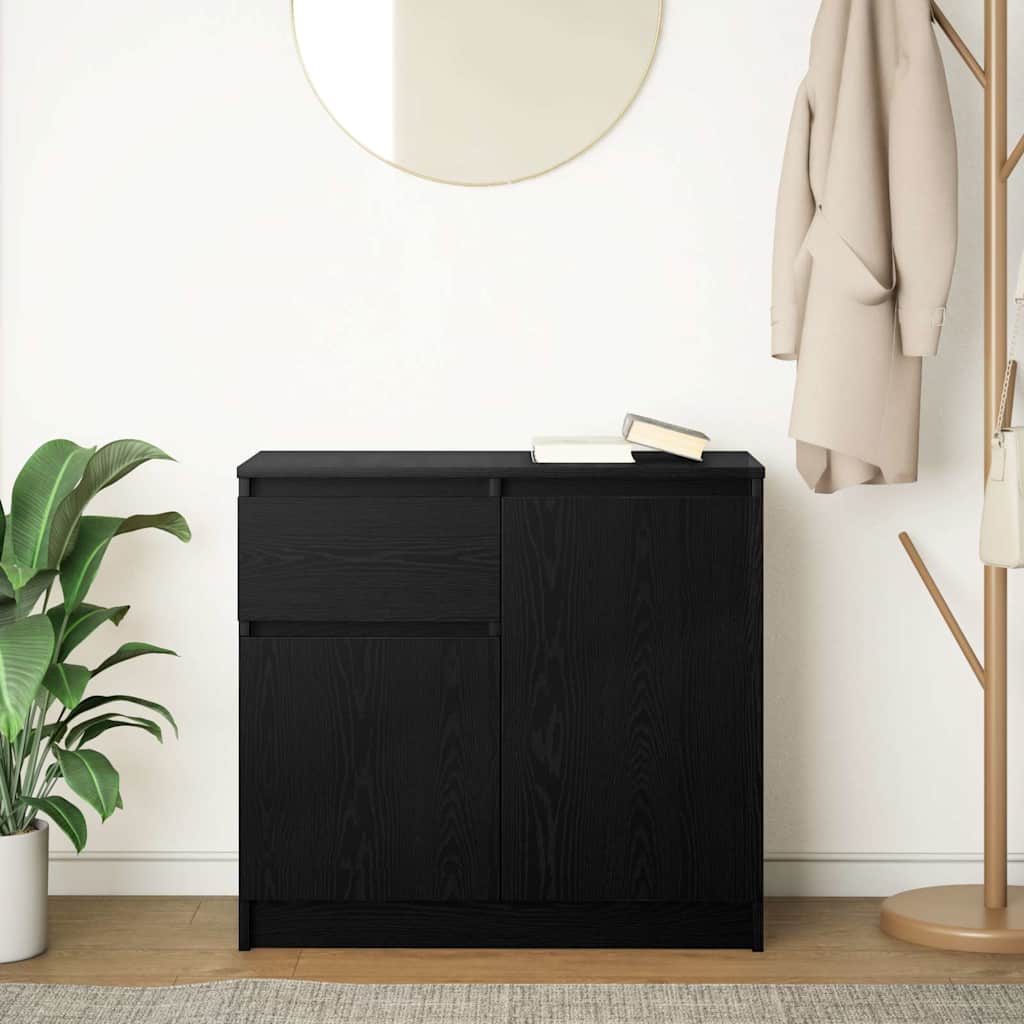 Dressoir met lade 71x35x65 cm spaanplaat zwart eikenkleurig