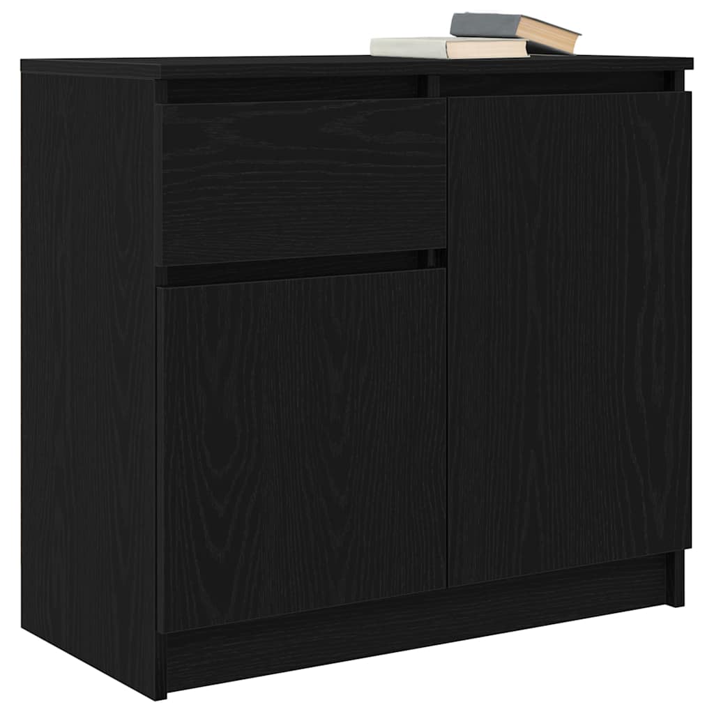 Dressoir met lade 71x35x65 cm spaanplaat zwart eikenkleurig