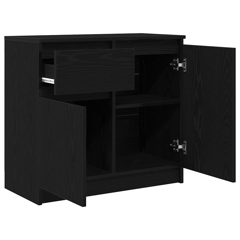 Dressoir met lade 71x35x65 cm spaanplaat zwart eikenkleurig