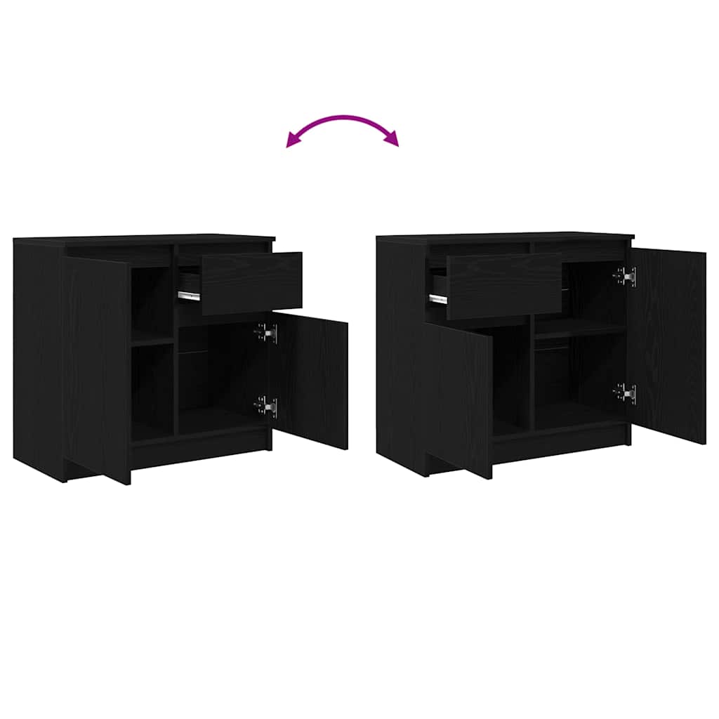 Dressoir met lade 71x35x65 cm spaanplaat zwart eikenkleurig