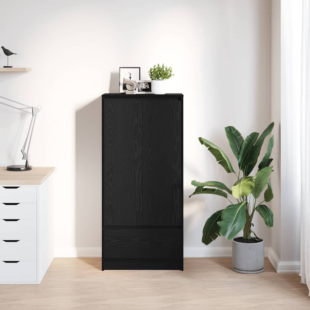 Kast met lade 55,5x34x119,5 cm spaanplaat zwart eikenkleurig