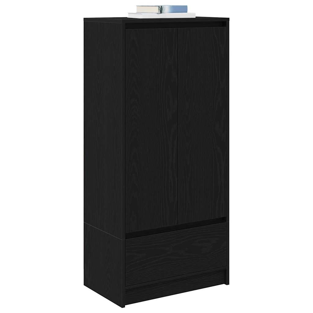 Kast met lade 55,5x34x119,5 cm spaanplaat zwart eikenkleurig