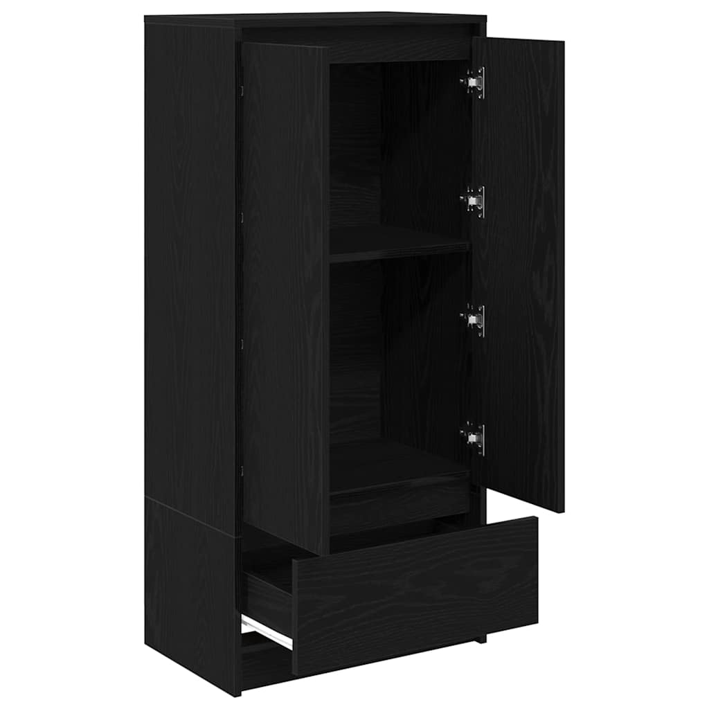 Kast met lade 55,5x34x119,5 cm spaanplaat zwart eikenkleurig