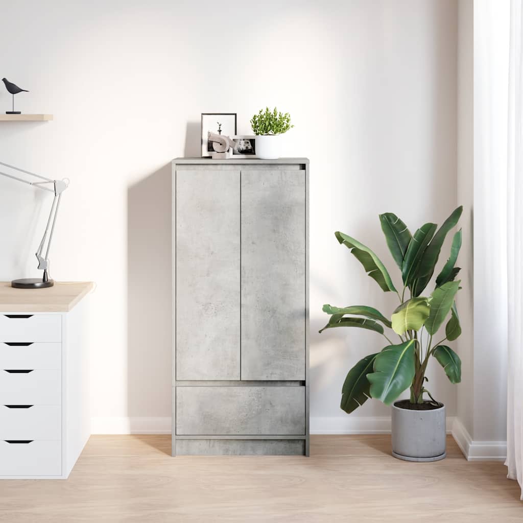 Kast met lade 55,5x34x119,5 cm spaanplaat betongrijs