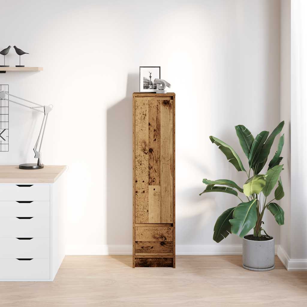 Hoge kast 29,5x34x119,5 cm bewerkt hout oud hout