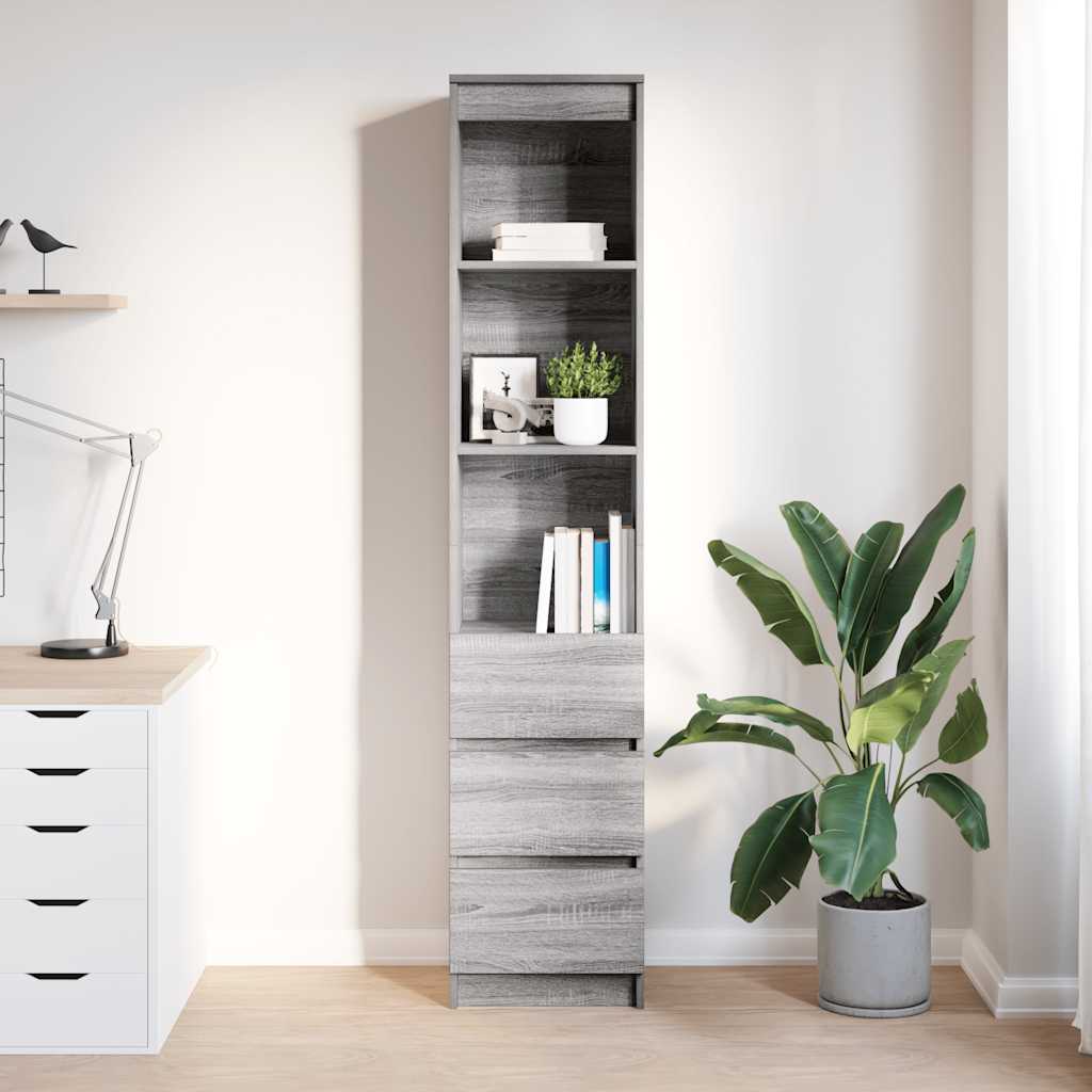 Hoge kast 37,5x35x180 cm spaanplaat grijs sonoma