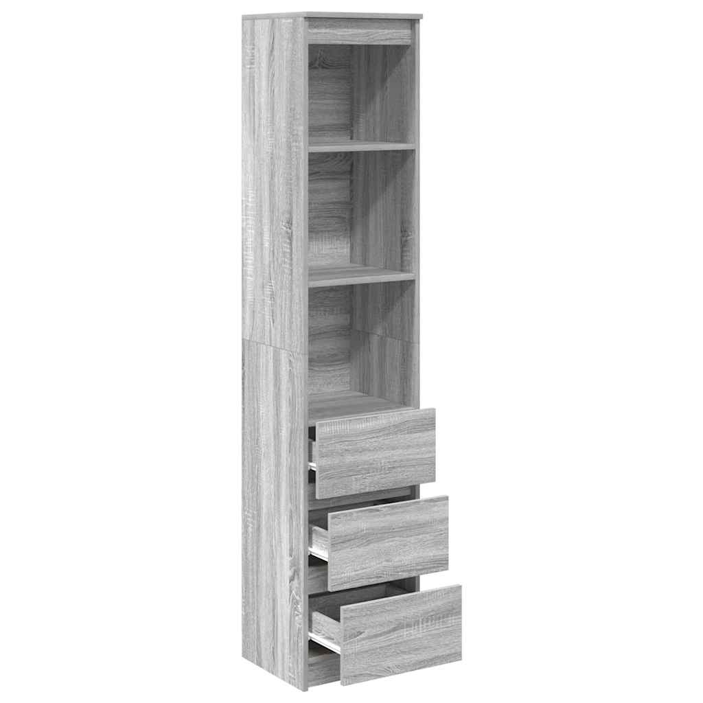 Hoge kast 37,5x35x180 cm spaanplaat grijs sonoma