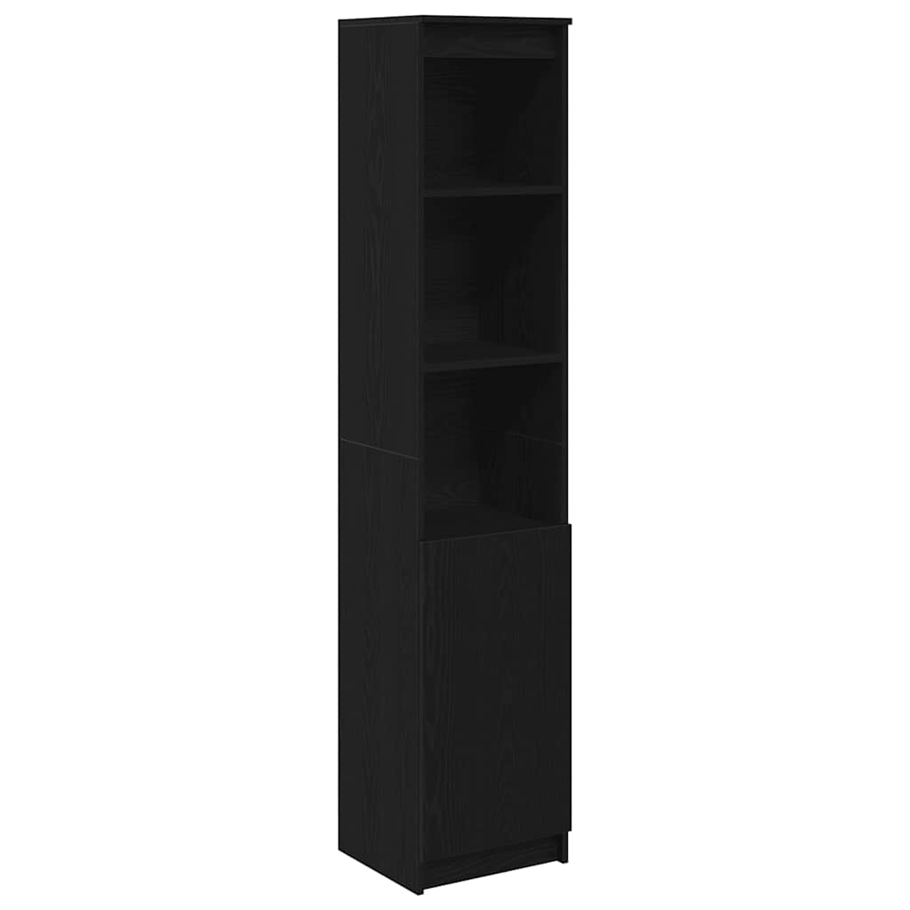 Highboard 37,5x35x180 cm spaanplaat zwart eikenkleurig