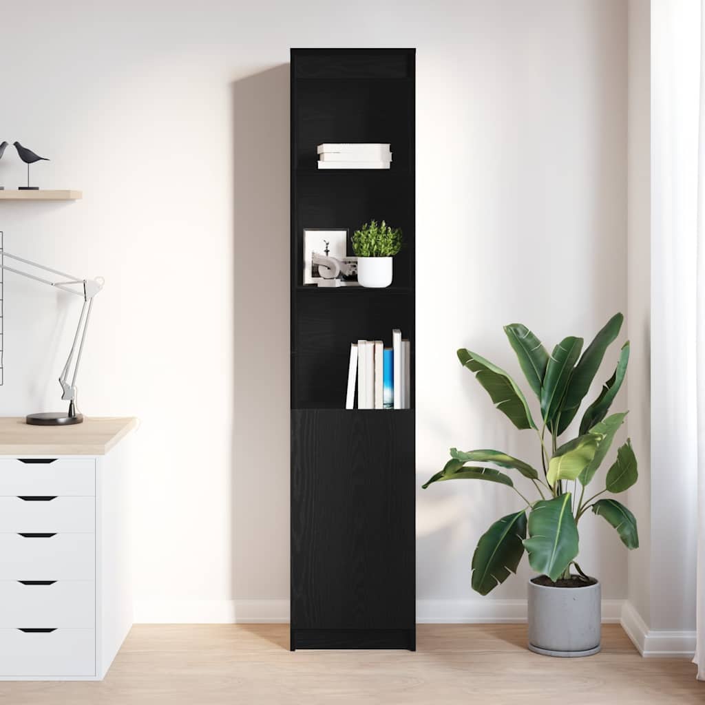 Highboard 37,5x35x180 cm spaanplaat zwart eikenkleurig