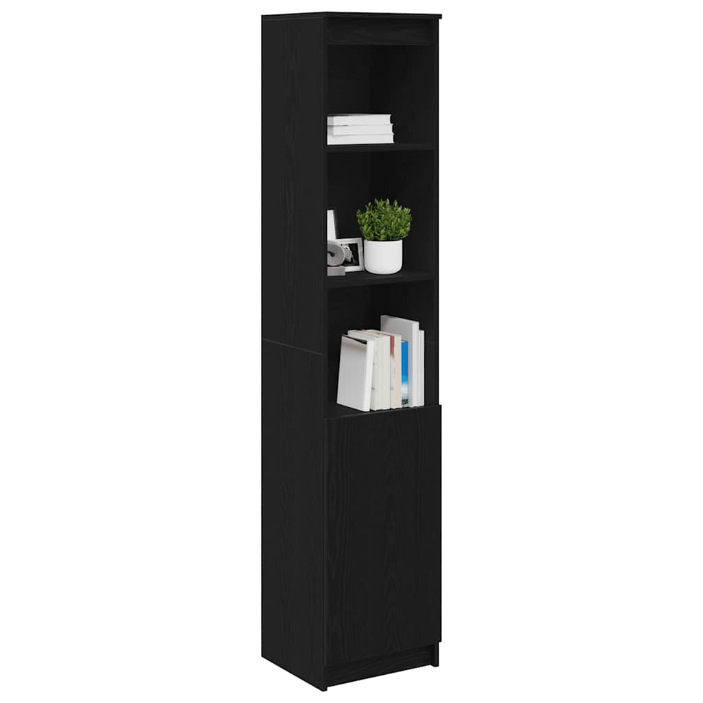 Highboard 37,5x35x180 cm spaanplaat zwart eikenkleurig