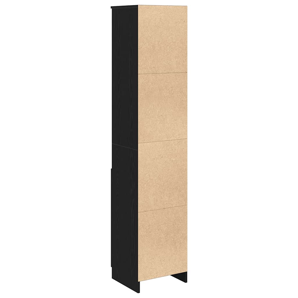 Highboard 37,5x35x180 cm spaanplaat zwart eikenkleurig
