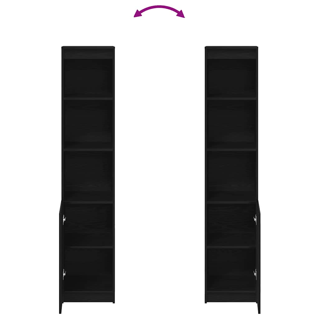 Highboard 37,5x35x180 cm spaanplaat zwart eikenkleurig