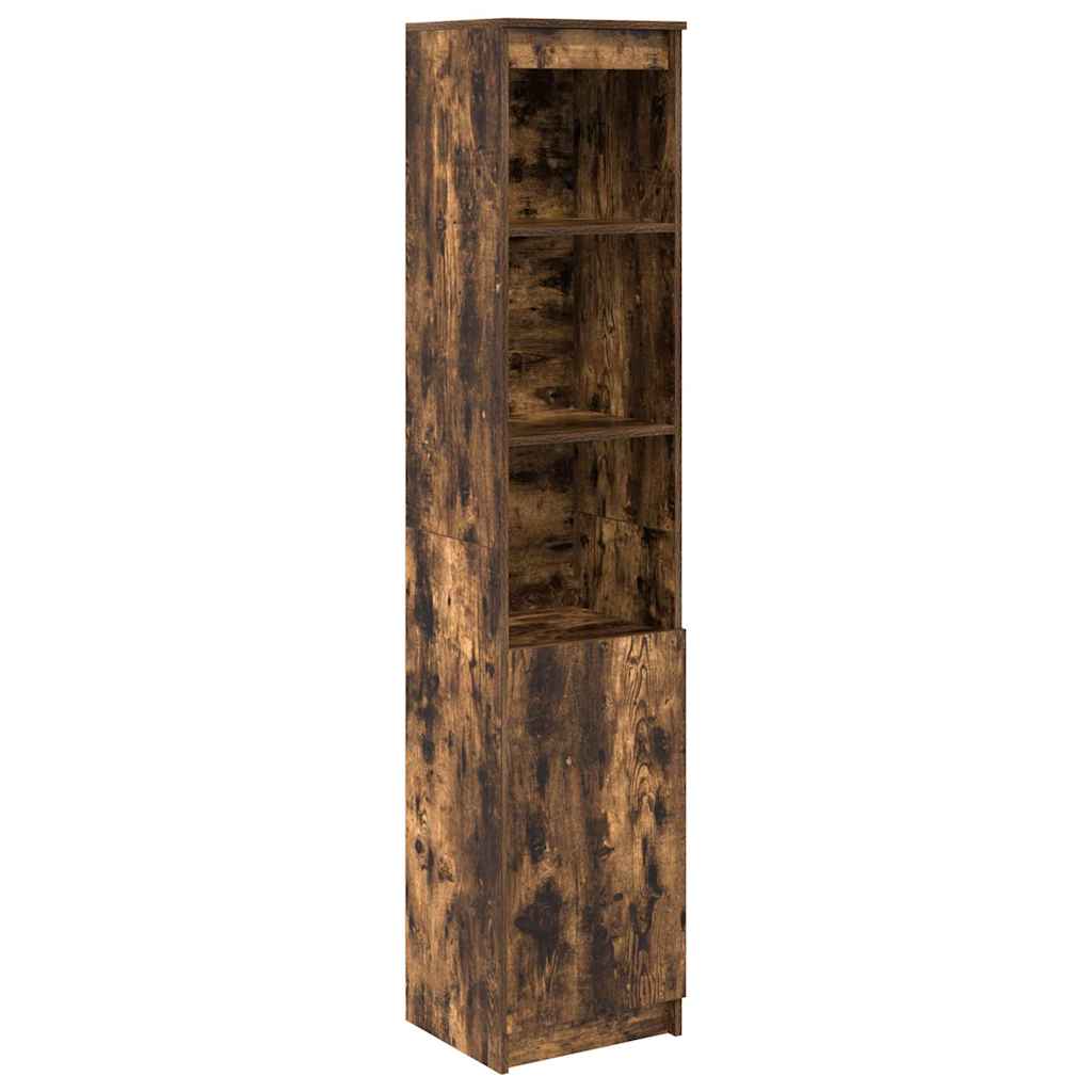 Hoge kast 37,5x35x180 cm spaanplaat gerookt eikenkleurig