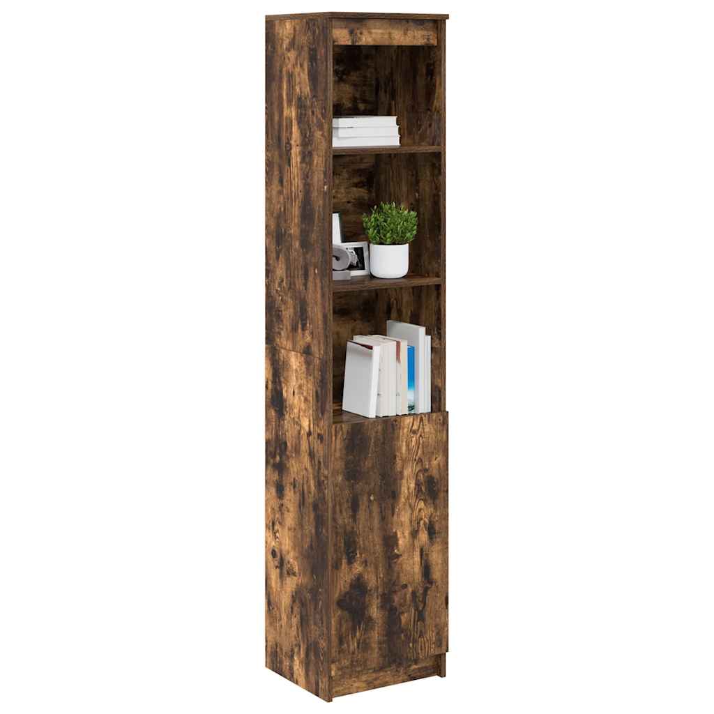 Hoge kast 37,5x35x180 cm spaanplaat gerookt eikenkleurig