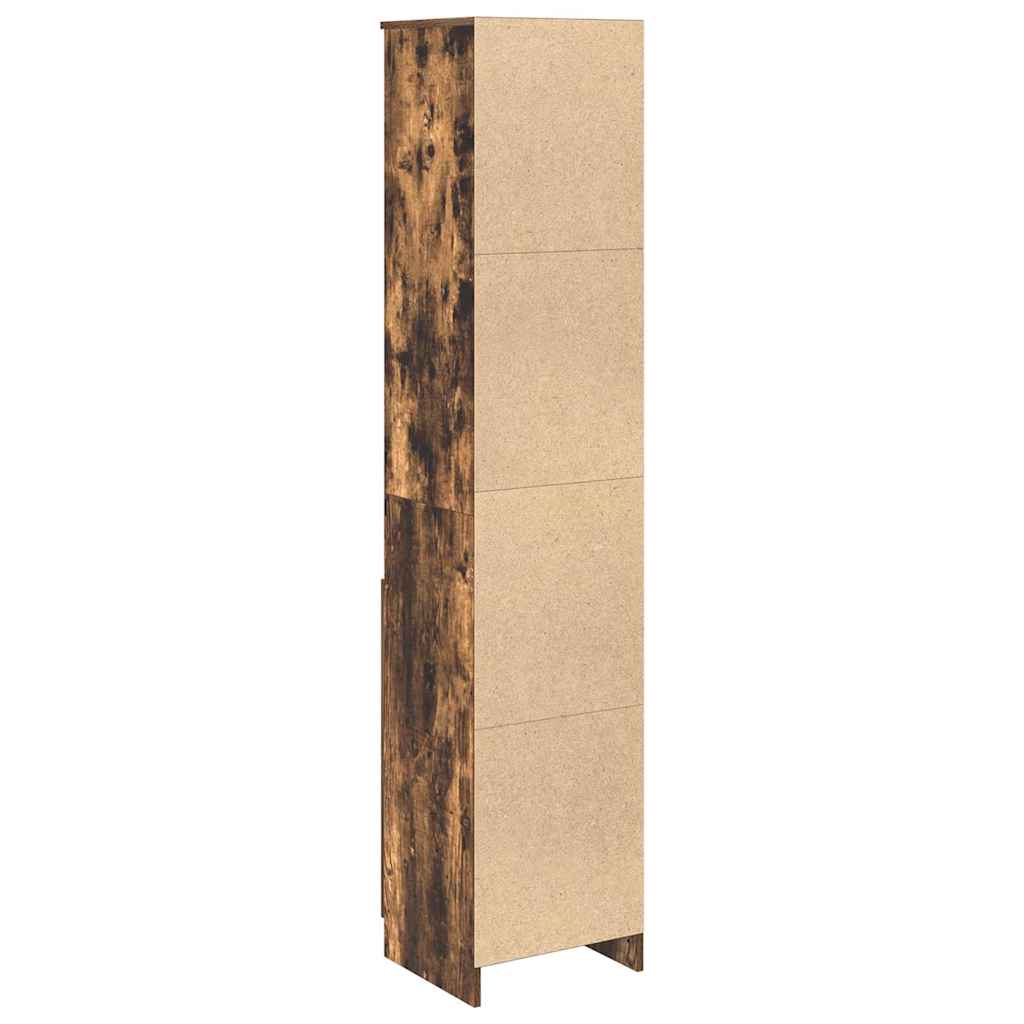 Hoge kast 37,5x35x180 cm spaanplaat gerookt eikenkleurig