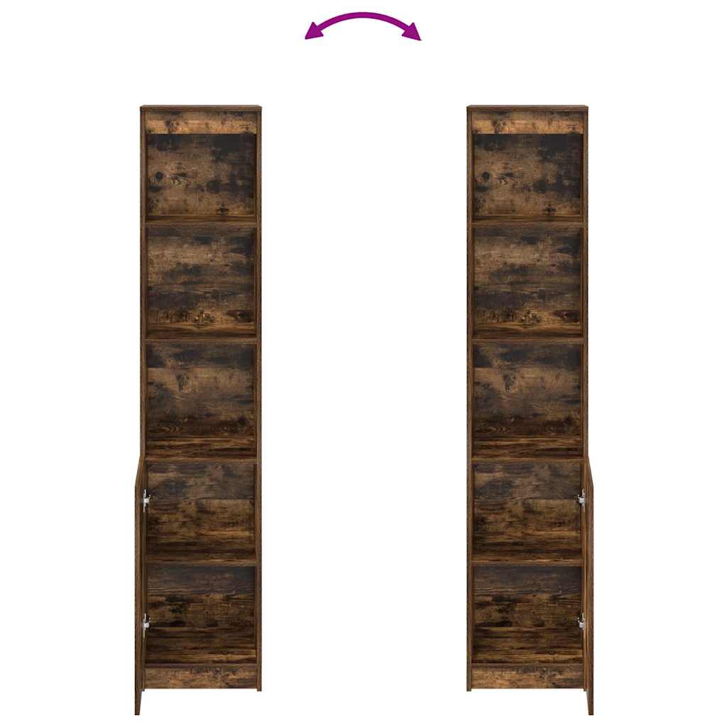 Hoge kast 37,5x35x180 cm spaanplaat gerookt eikenkleurig
