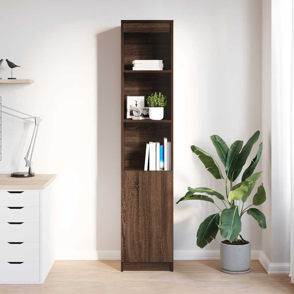 Hoge kast 37,5x35x180 cm spaanplaat bruin eikenkleurig