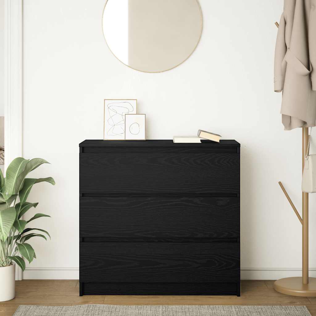 Dressoir 80x35x76 cm spaanplaat zwart eikenkleurig