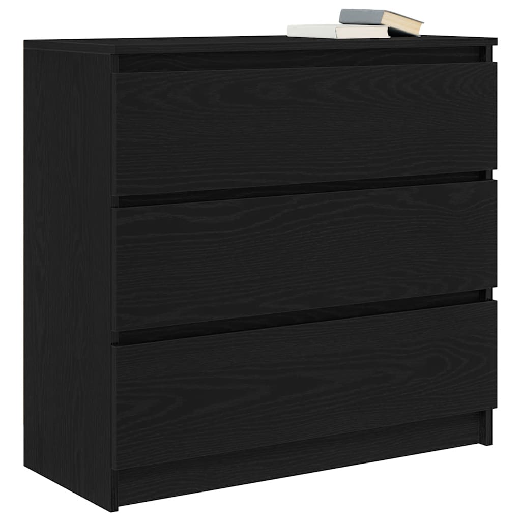 Dressoir 80x35x76 cm spaanplaat zwart eikenkleurig