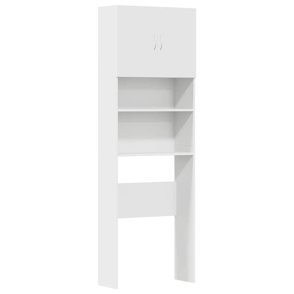Wasmachinekast 64x24x190 cm bewerkt hout wit