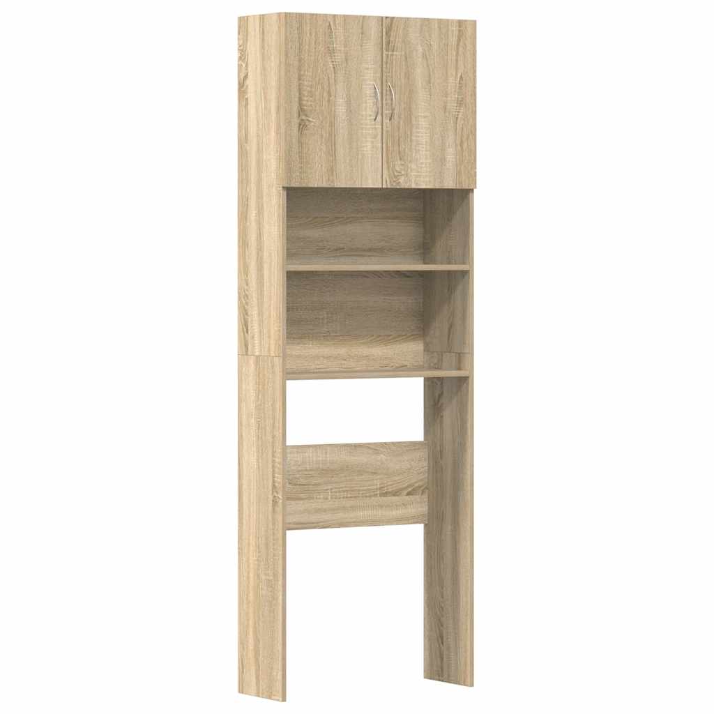 Wasmachinekast 64x24x190 cm bewerkt hout en sonoma eikenkleurig