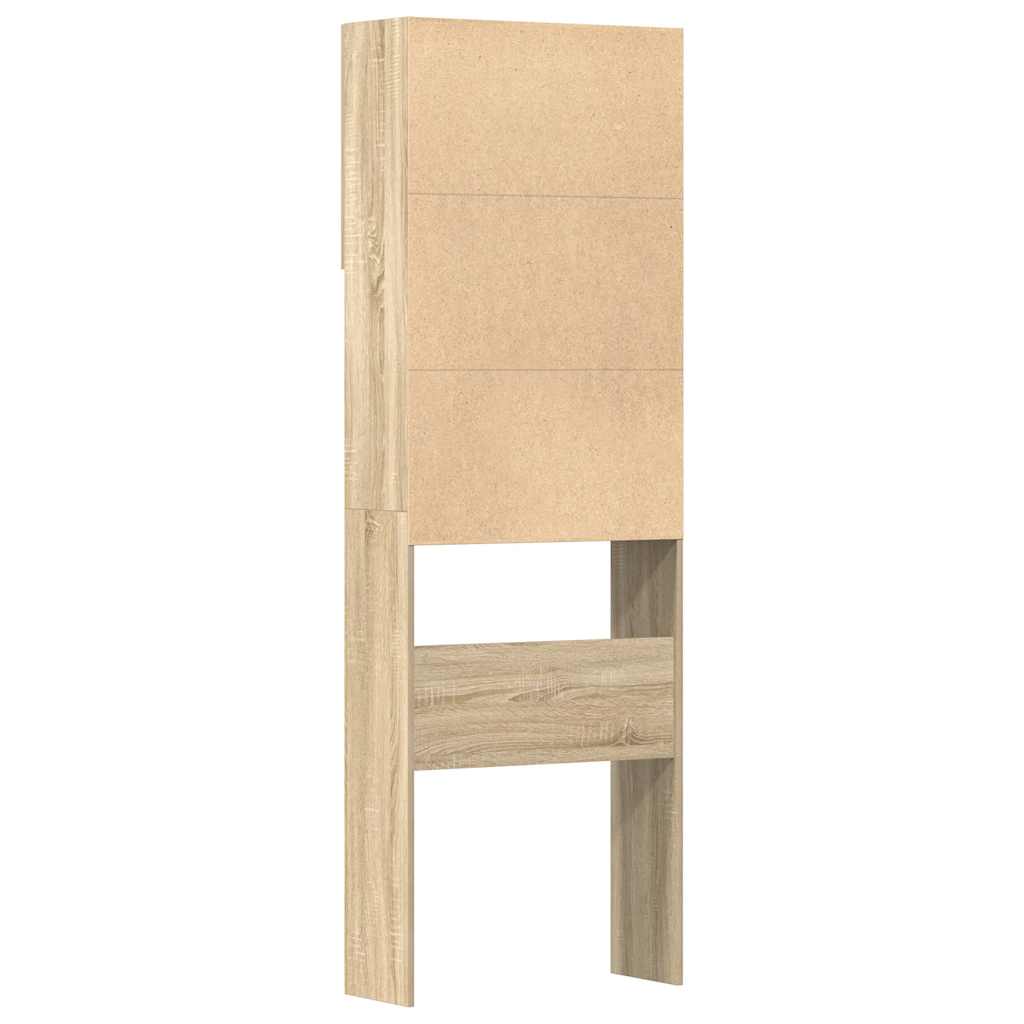 Wasmachinekast 64x24x190 cm bewerkt hout en sonoma eikenkleurig