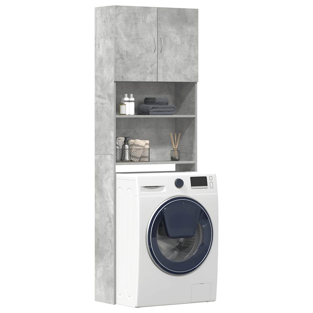Wasmachinekast 64x24x190 cm bewerkt hout betongrijs