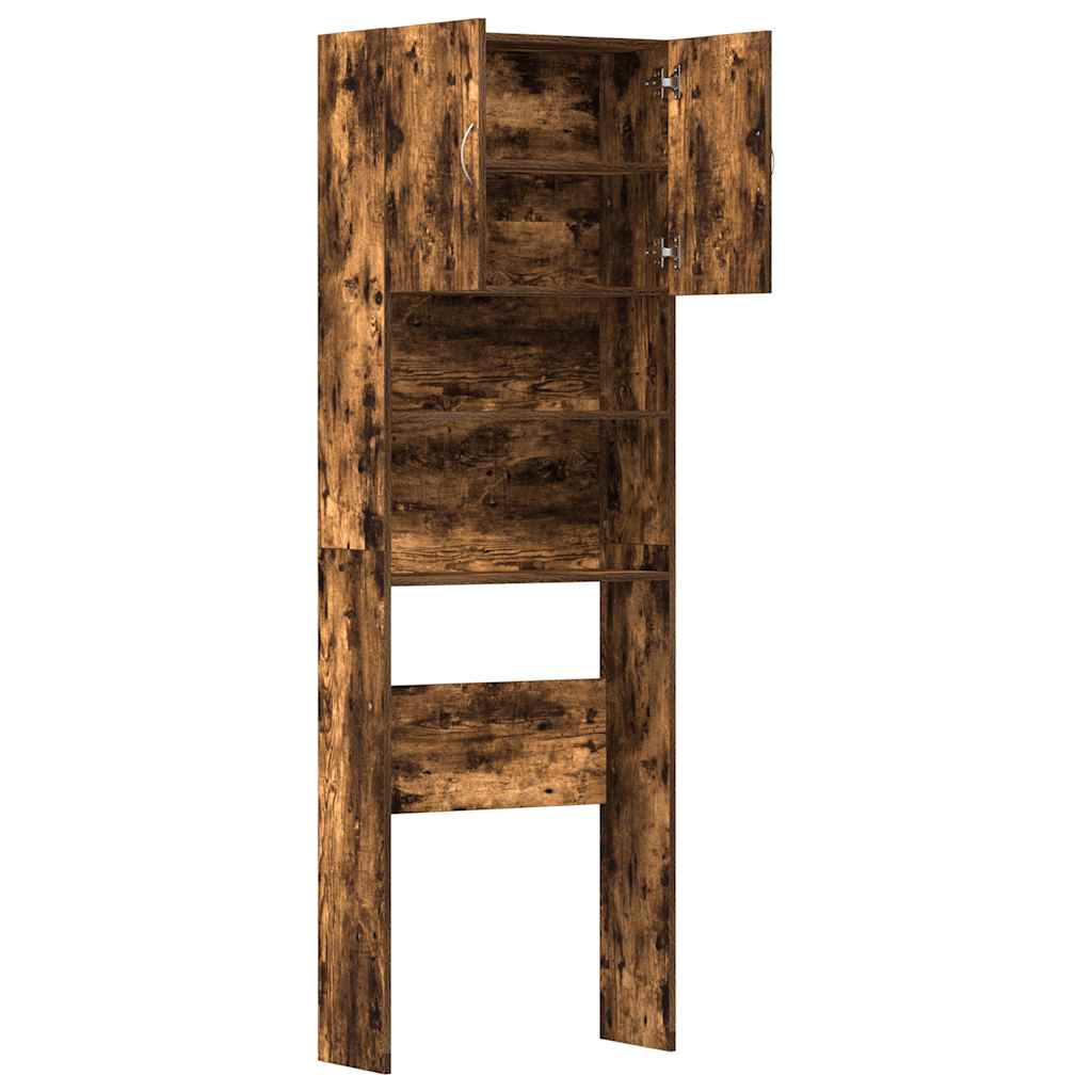 Wasmachinekast 64x24x190 cm bewerkt hout gerookt eikenkleurig
