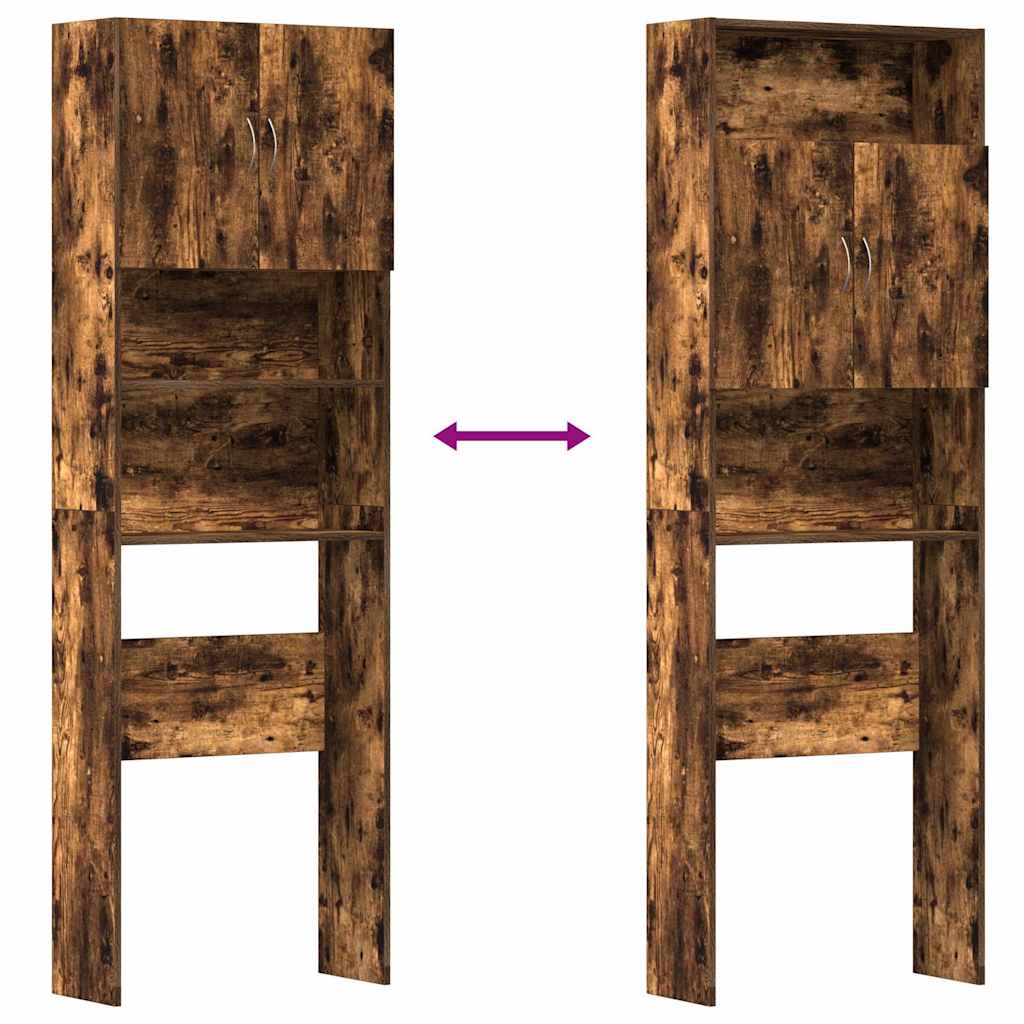 Wasmachinekast 64x24x190 cm bewerkt hout gerookt eikenkleurig