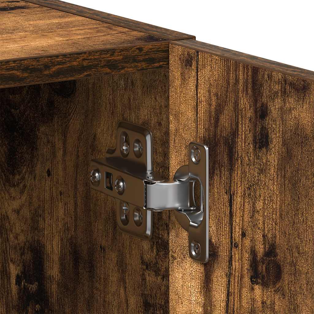 Wasmachinekast 64x24x190 cm bewerkt hout gerookt eikenkleurig