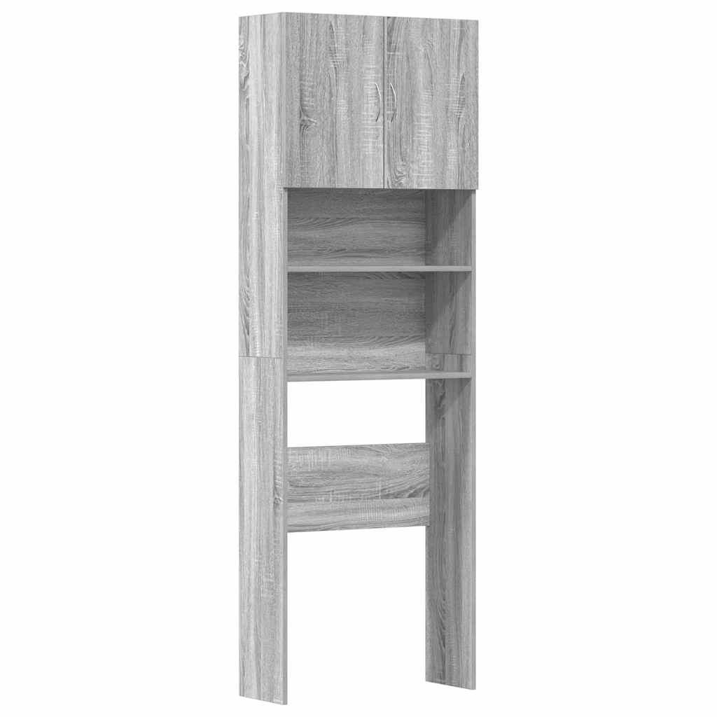 Wasmachinekast 64x24x190 cm bewerkt hout grijs sonoma eikenkl