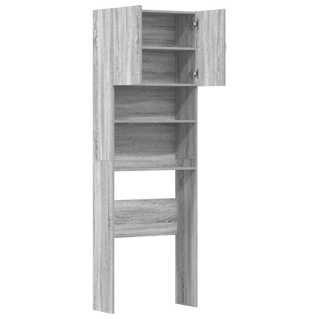Wasmachinekast 64x24x190 cm bewerkt hout grijs sonoma eikenkl
