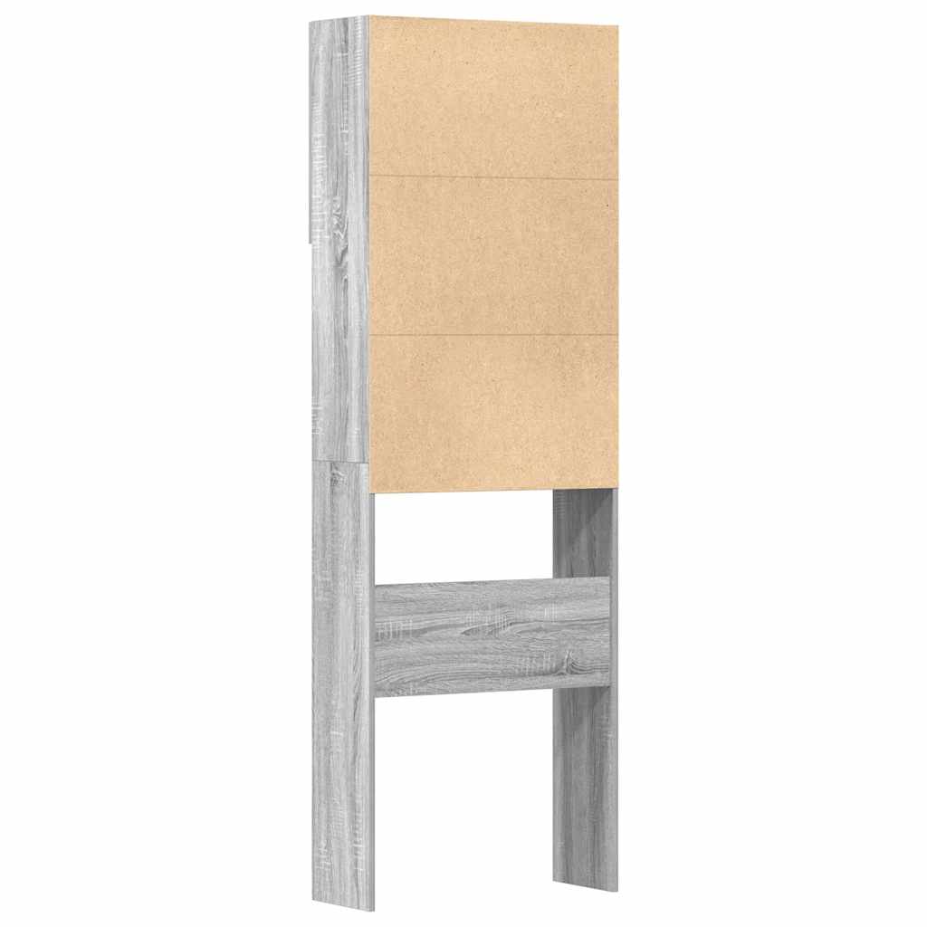 Wasmachinekast 64x24x190 cm bewerkt hout grijs sonoma eikenkl
