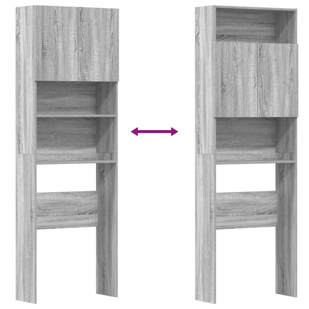 Wasmachinekast 64x24x190 cm bewerkt hout grijs sonoma eikenkl