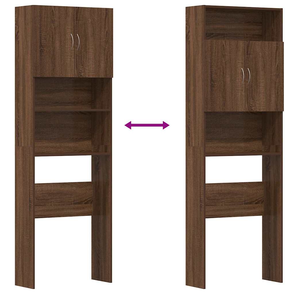 Wasmachinekast 64x24x190 cm bewerkt hout bruin eikenkleurig