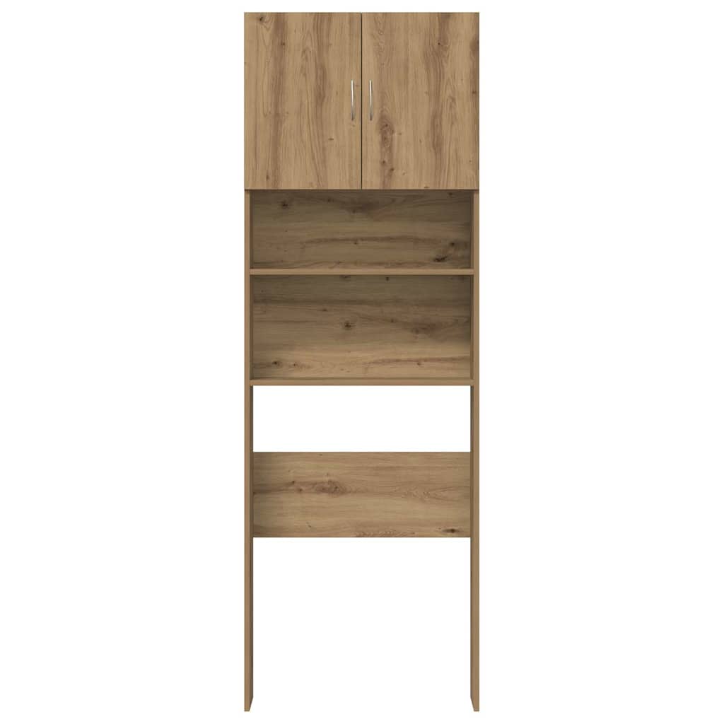Wasmachinekast 64x24x190 cm bewerkt hout artisanaal eikenkleur