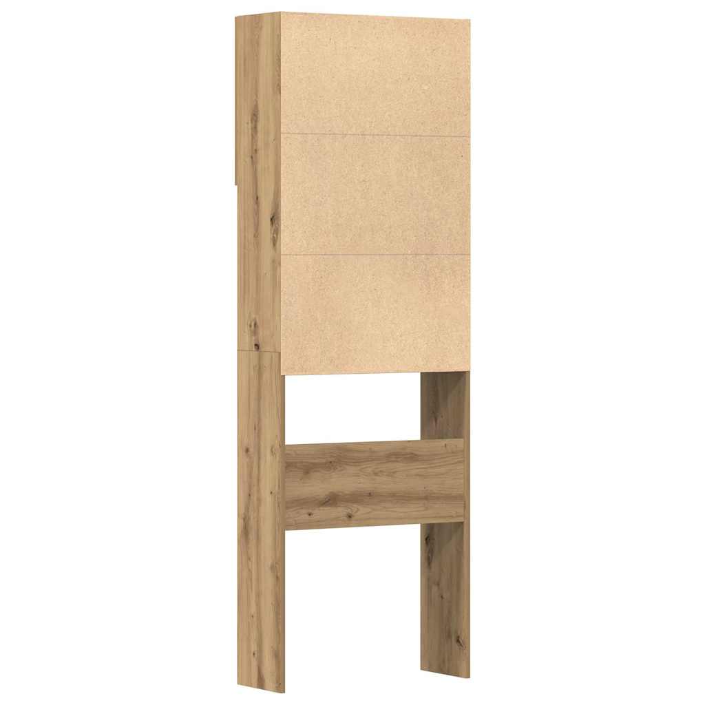 Wasmachinekast 64x24x190 cm bewerkt hout artisanaal eikenkleur