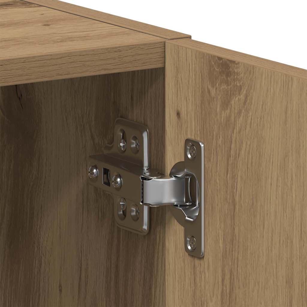 Wasmachinekast 64x24x190 cm bewerkt hout artisanaal eikenkleur