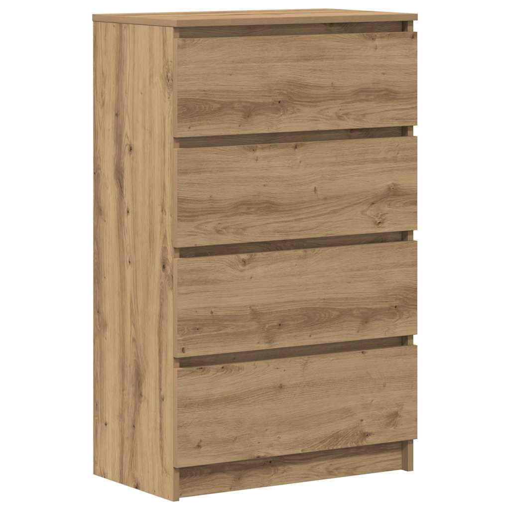 Dressoir 60x35x98,5 cm bewerkt hout artisanaal eikenkleur