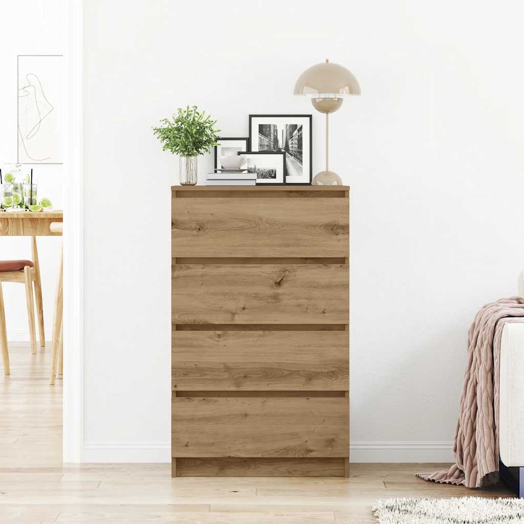 Dressoir 60x35x98,5 cm bewerkt hout artisanaal eikenkleur