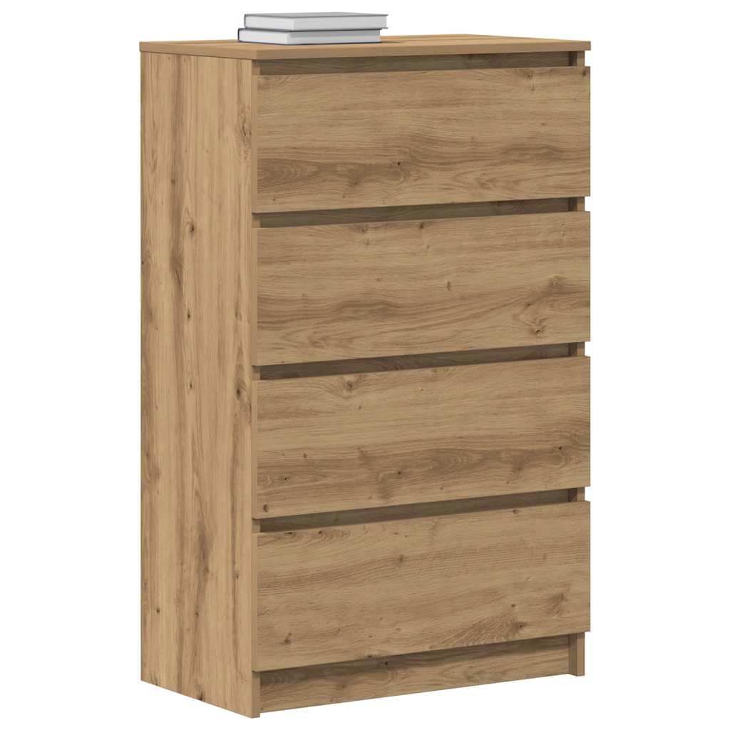 Dressoir 60x35x98,5 cm bewerkt hout artisanaal eikenkleur