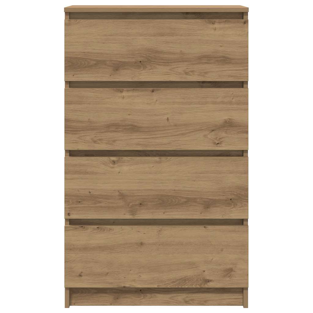 Dressoir 60x35x98,5 cm bewerkt hout artisanaal eikenkleur