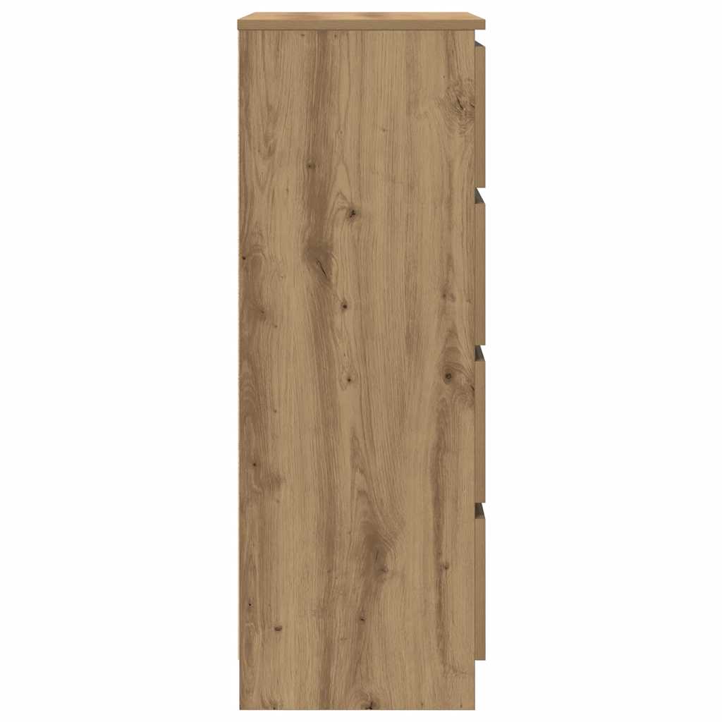 Dressoir 60x35x98,5 cm bewerkt hout artisanaal eikenkleur