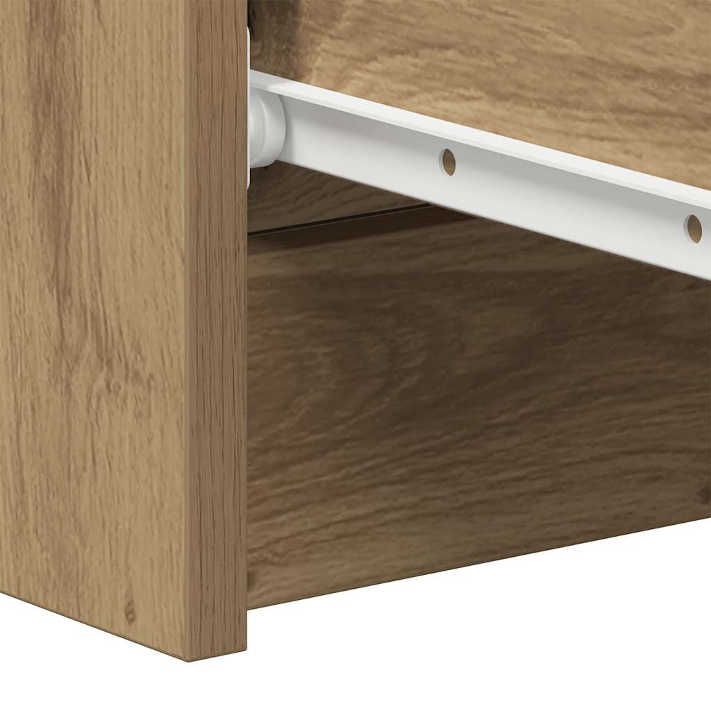 Dressoir 60x35x98,5 cm bewerkt hout artisanaal eikenkleur
