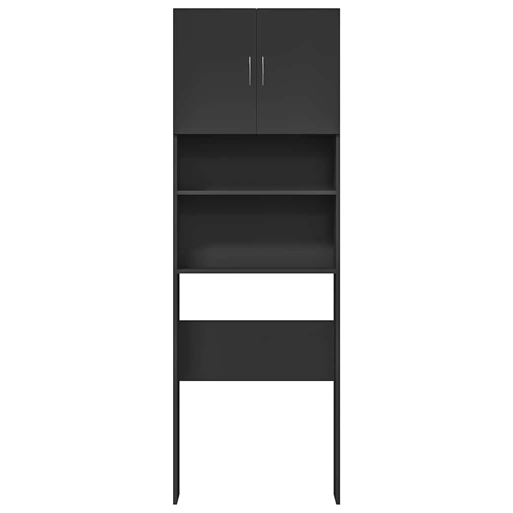 Wasmachinekast 64x24x190 cm bewerkt hout zwart