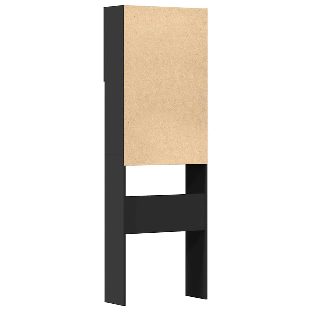 Wasmachinekast 64x24x190 cm bewerkt hout zwart