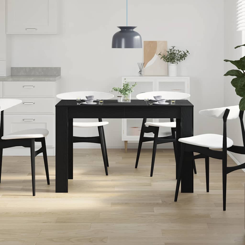 Eettafel 120x60x76 cm spaanplaat zwart eikenkleurig