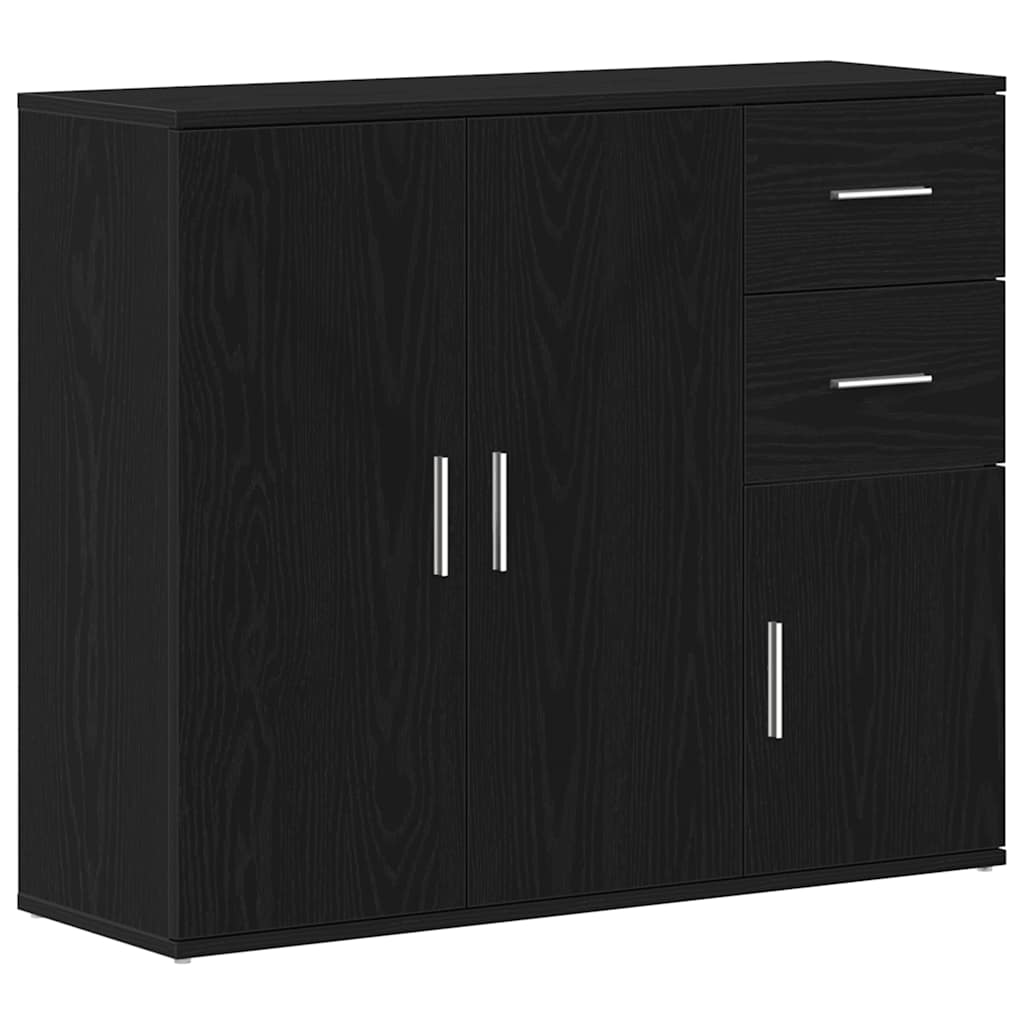 Dressoir 91x29,5x75 cm spaanplaat zwart eikenkleurig